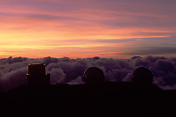 Silhouette of Subaru and Keck Telescopes